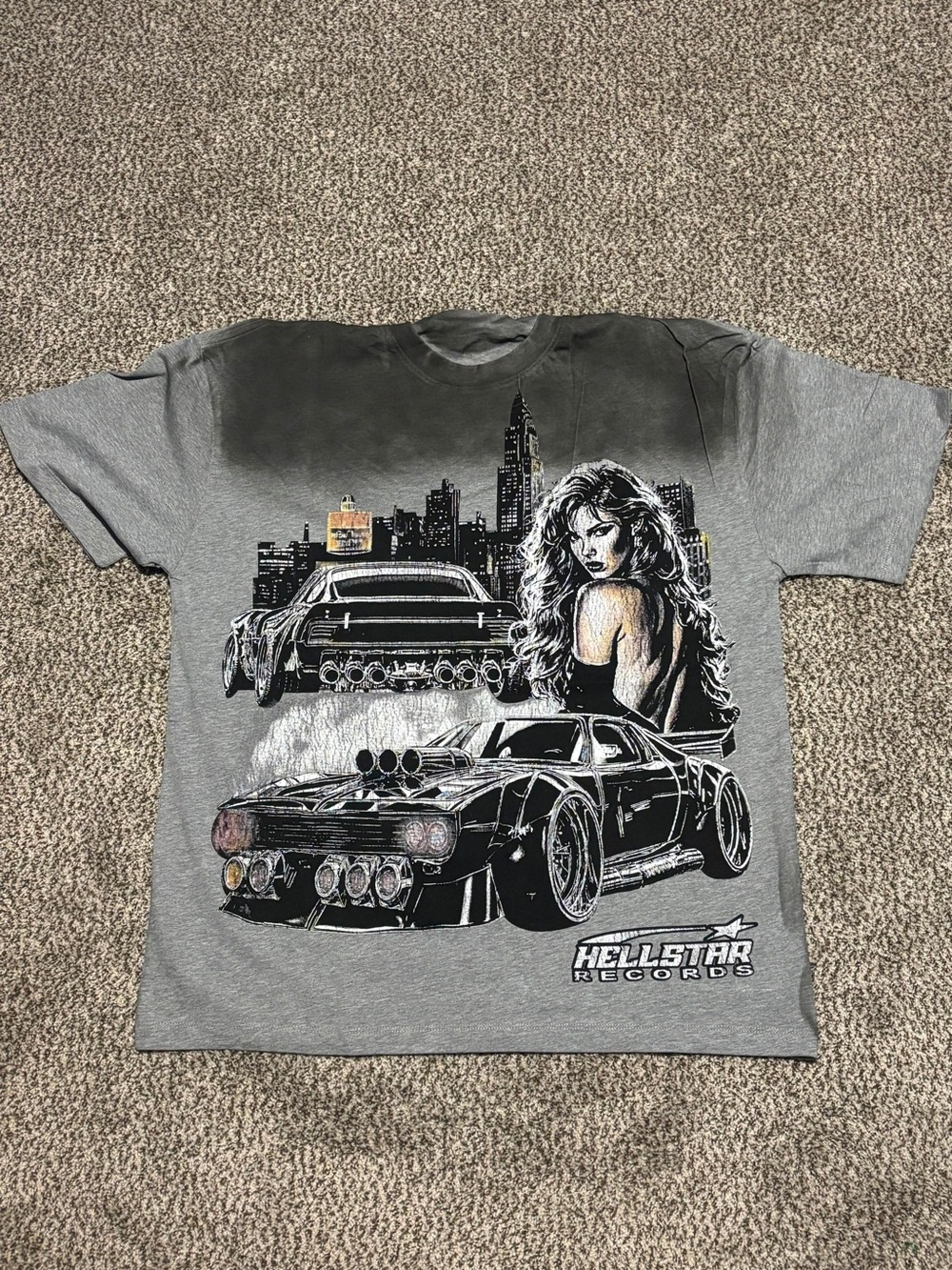 Hellstar Records Grey Graphic Short Sleeve Tee